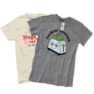 NWT Spencer's T-Shirt Adult‎ Size S Qty 2 t-Shirts Graphic Toasted, Nugs, Kisses